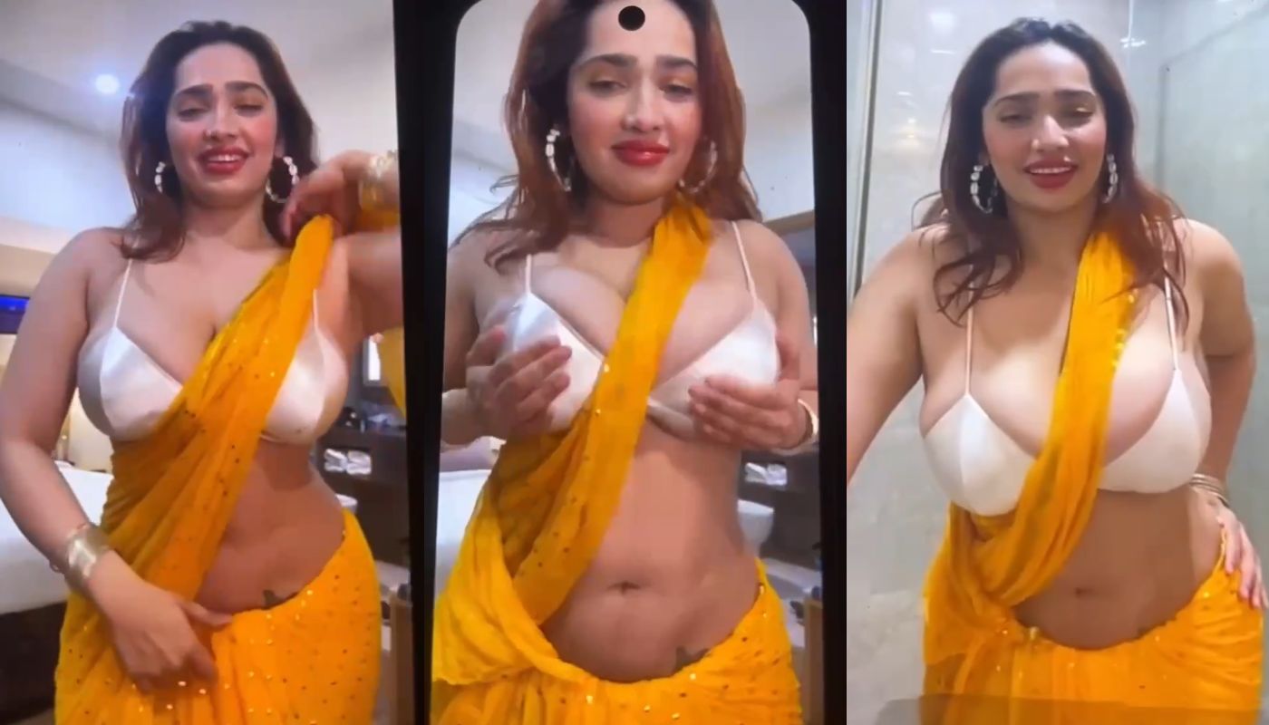 Aditi Mistry Nude Unseen Yellow Saree Shower Live Part 1
