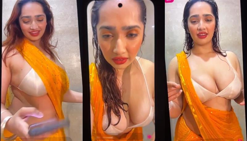 Aditi Mistry Nude Unseen Yellow Saree Shower Live Part 2